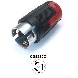 CS8265EX 50A CA Style Male Locking Plug - 2 Pole, 3 Wire, Rated for 250V