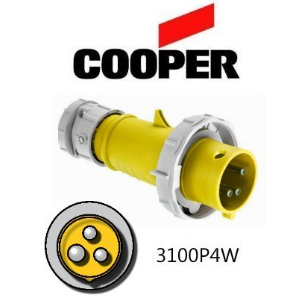 Cooper 3100P4W Plug -  100A, 110V - 125V 2-Pole / 3-Wire, IEC60309