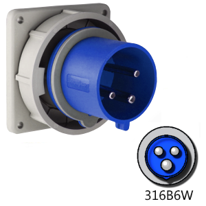 Mennekes ME316B6W 16A, 250V 2-Pole Inlet