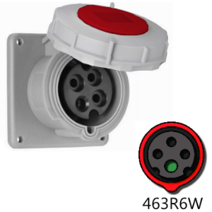 Mennekes ME463R6W 63A, 220-240V, 3-Pole Outlet