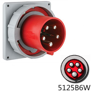 5125B6W Inlet -  125A, 220-380V 4-Pole / 5-Wire, IEC60309