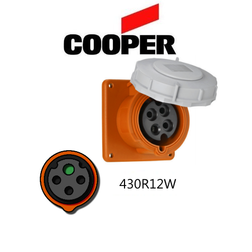 Cooper 430R12W Outlet - 30A, 125/250V 3-Pole / 4-Wire, IEC60309