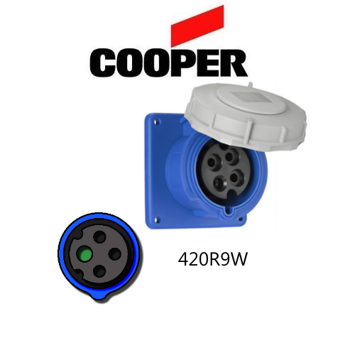 Cooper 420R9W Outlet - 20A, 250V 3-Pole / 4-Wire, IEC60309