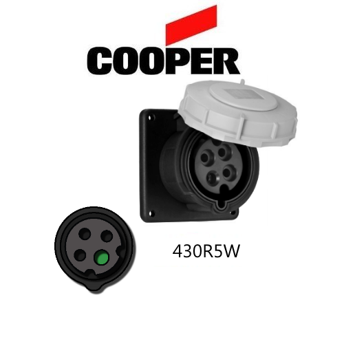Cooper 430R5W Outlet - 30A, 600V 3-Pole / 4-Wire, IEC60309