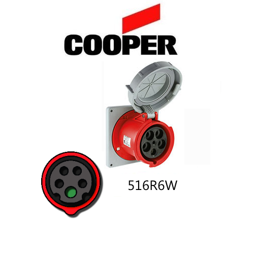 Cooper 516R6W Outlet - 16A, 220-380V 4-Pole / 5-Wire, IEC60309