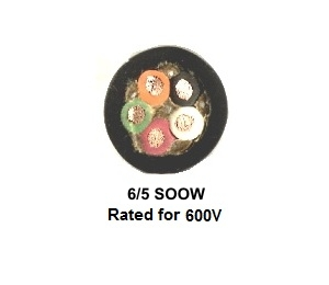6/5 SOOW Bulk Wire Cord, 5-Wire, 50A, 600V, Outdoor Rated