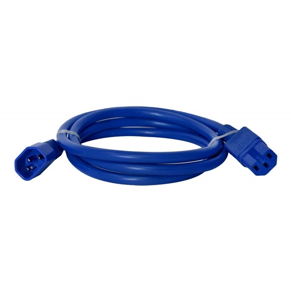 C14 to C15 Power Cords, Blue, 15A, 250V, 14/3 SJT
