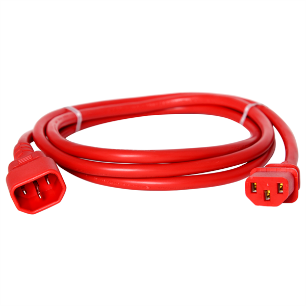 C14 to C13 Power Cords, Red, 15A, 250V, 14/3 SJT