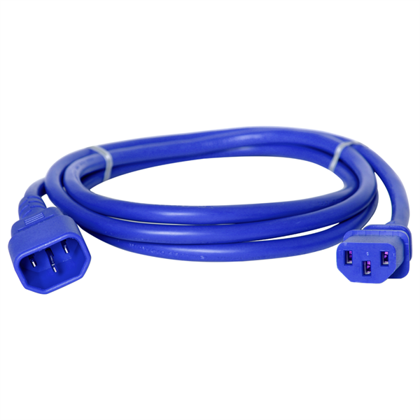 C14 to C13 Power Cords, Blue, 15A, 250V, 14/3 SJT