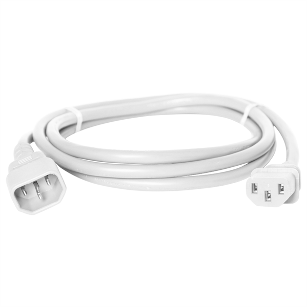 C14 to C13 Power Cords, White, 15A, 250V, 14/3 SJT
