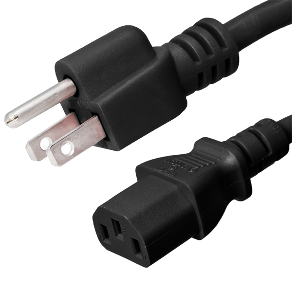 5-15P to C13 Power Cords, 10A, 125V, 18/3 SJT
