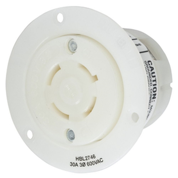 Hubbell L17-30R Twist-Lock® Flanged Outlet Rated for 30A/3Ø 600V