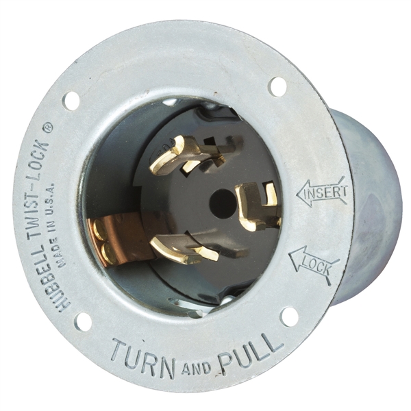 Hubbell CS8175 CA STD Twist-Lock® Flanged Inlet Rated for 50A/3Ø 480V