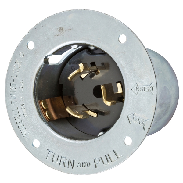 Hubbell CS6375 CA STD Twist-Lock® Flanged Inlet Rated for 50A/125-250V
