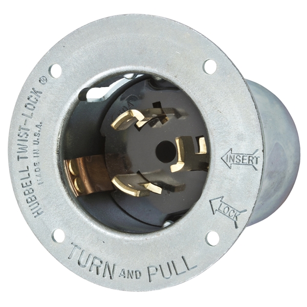 Hubbell CS8375 CA STD Twist-Lock® Flanged Inlet Rated for 50A/3Ø 250V