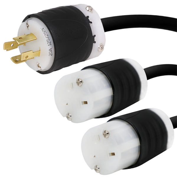 L14-20P to 2x 6-20R Splitter Power Cords
