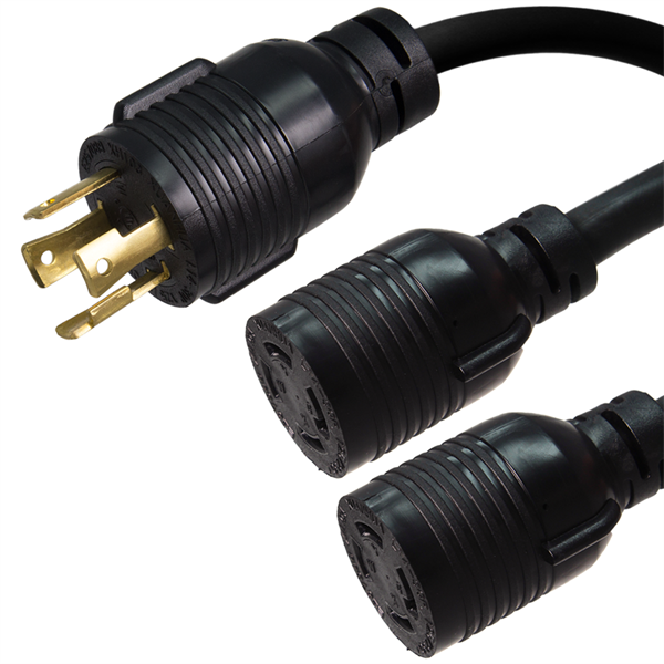 L14-30P to 2 x L14-30R Splitter Power Cords