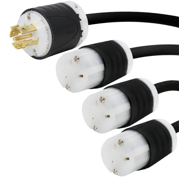 L21-20P to 3x 6-20R Splitter Power Cords