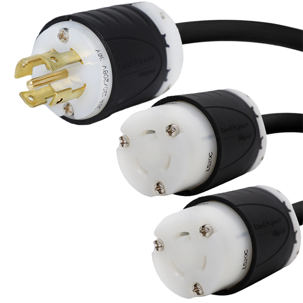L21-30P to 2x L5-20R Splitter Power Cords
