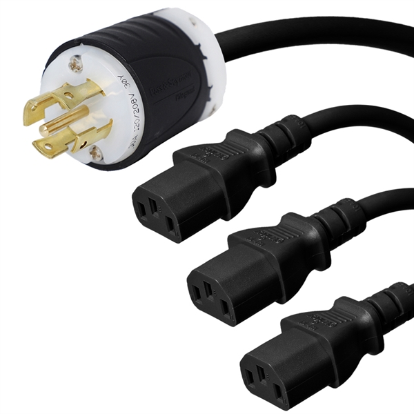L21-30P to 3x C13 Splitter Power Cords
