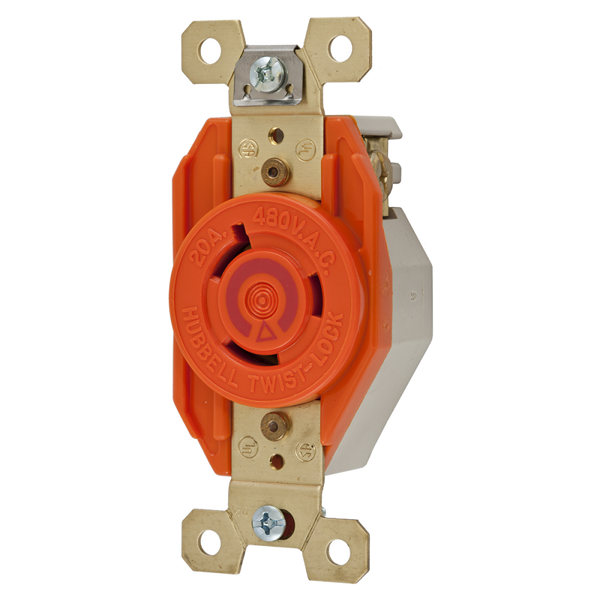 Hubbell IG2340 L8-20R Isolated Ground Twist-Lock Single Receptacle