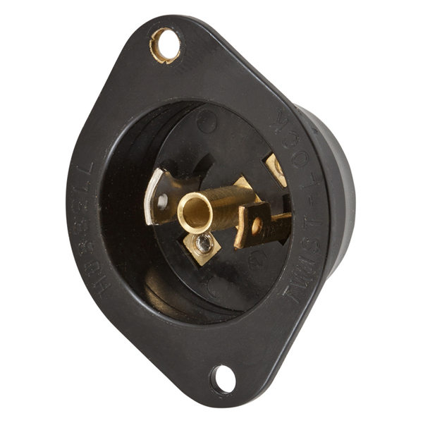 Hubbell HBL7595N ML-2P Midget Twist-Lock® Flanged Inlet Rated for 15A, 125V