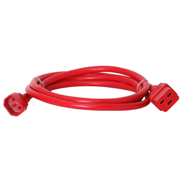 C14 to C19 Power Cords, Red, 15A, 250V, 14/3 SJT