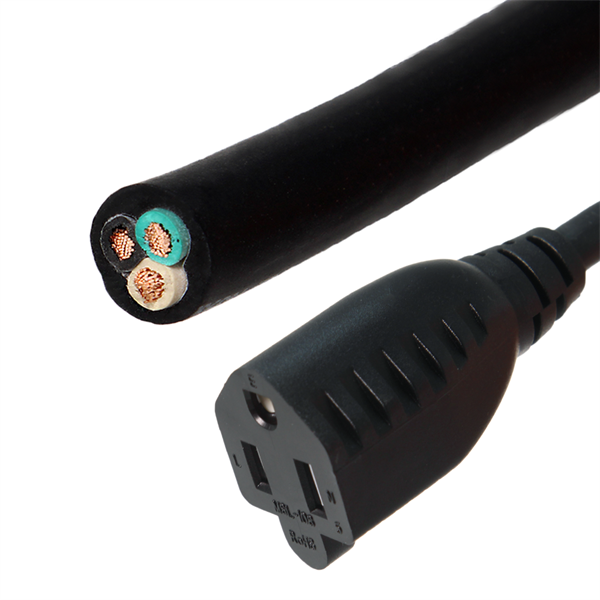 5-15R to ROJ Power Cord Whip, 15A, 125V, 14/3 SJT