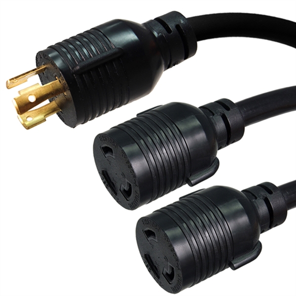 L6-30P to 2 x L6-30R Splitter Power Cords