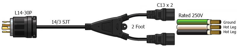 l6-30p to c13 power cord splitter